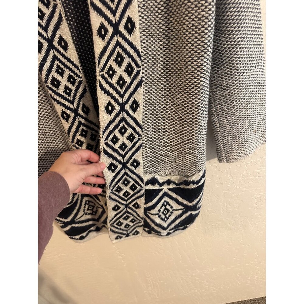 Y Old Navy Jacquard Fair Isle Winter Open Front Long Cozy Cardigan - Picture 5 of 12